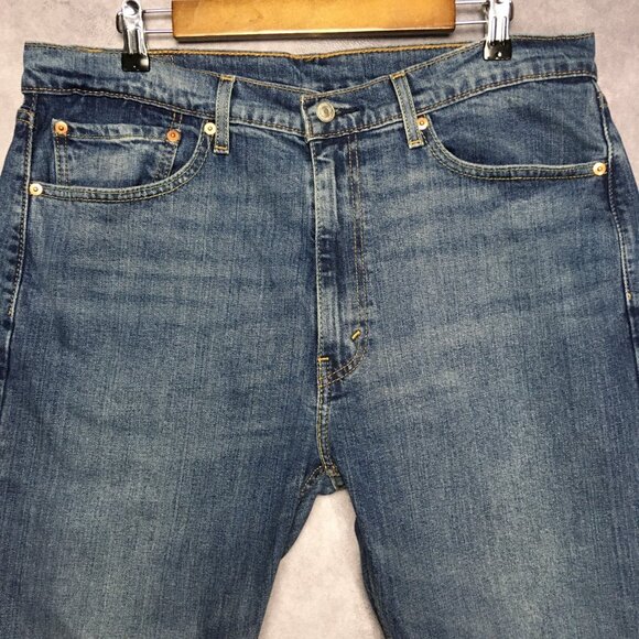 Levis Mens 505 Regular Fit Blue Jeans size 36x34 Stretch Denim Pants - Picture 2 of 16